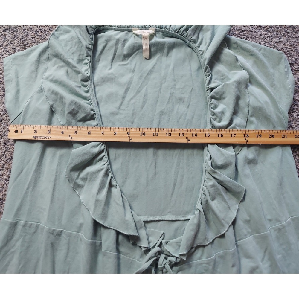 Matilda Jane Cardigan Womens L Green Ruffle Front Tie Short Sleeve Jersey Wrap - Picture 5 of 6